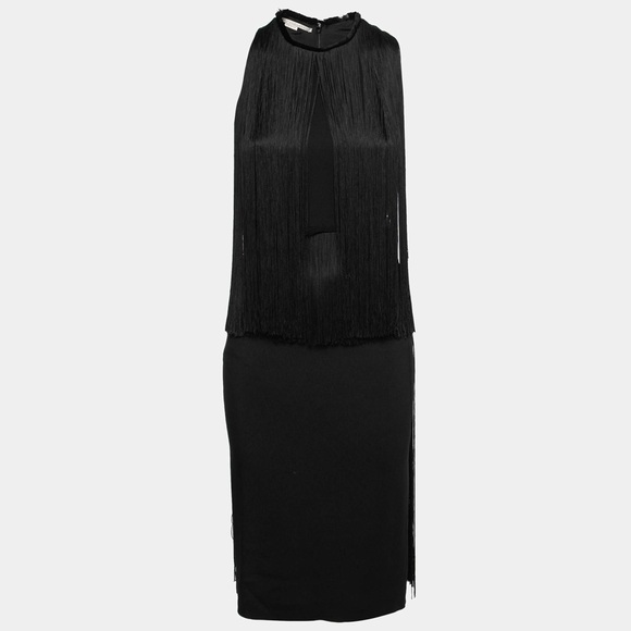 STELLA MCCARTNEY BLACK SLEEVELESS FRINGE DRESS - Picture 8 of 9